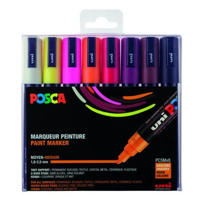 Paintmarker Uni POSCA PC5M medium warm assorti set à 8 stuks