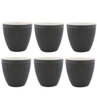 Set van 6x Stuks Beker (latte cup) GreenGate Alice donkergrijs 300 ml - Ø 10 cm - thumbnail