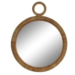 Spiegel/wandspiegel - rotan buitenkant - rond - D40 cm