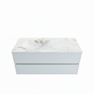MONDIAZ VICA-DLUX 110cm badmeubel onderkast Clay 2 lades. Inbouw wastafel CLOUD links zonder kraangat, kleur Frappe.