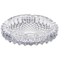 Asbak - rond - gedecoreerd glas - 16 x 4 cm - binnen/buiten - asbakken - transparant