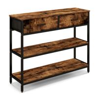 100 cm Consoletafel met 2 Stoffen Laden 3 Niveaus Bijzettafel met Metalen Frame Gangtafel Kantelbeveiliging Vintage