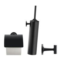 Duravit Starck T Toiletset - toiletrolhouder - borstelgarnituur - handoekhaak - zwart sw297067/sw297081/sw297091/