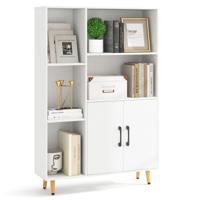 Boekenkast met Deuren en Open Vakken Vrijstaand Kantoorrek Dressoir Commode Opbergrek voor Kinderkamer Thuis en Kantoor