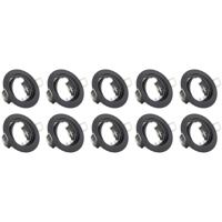10x GU10 Inbouwspot Armatuur Zwart Aluminium Ø83mm Kantelbaar