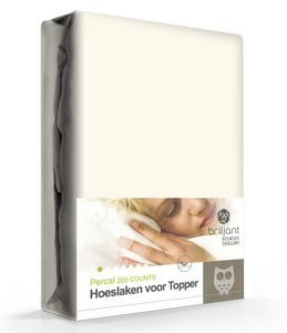 Topdeck Hoeslaken Percal Katoen Ecru - 140 x 220 cm