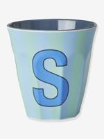 Gestreepte melamine beker LETTER S rijst, medium 250 ml meerkleurig