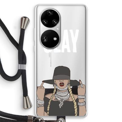 Slay All Day: Huawei P50 Pro Transparant Hoesje met koord