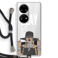 Slay All Day: Huawei P50 Pro Transparant Hoesje met koord