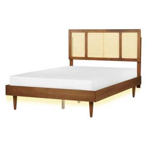 Beliani-AURAY-Tweepersoonsbed LED-Lichthout-140 x 200 cm-Rubberhout