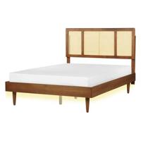 Beliani-AURAY-Tweepersoonsbed LED-Lichthout-140 x 200 cm-Rubberhout