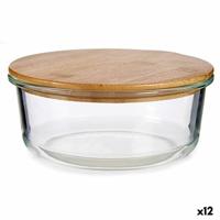 Ronde Lunchtrommel met Deksel Bamboe 17 x 7 x 17 cm (12 Stuks)