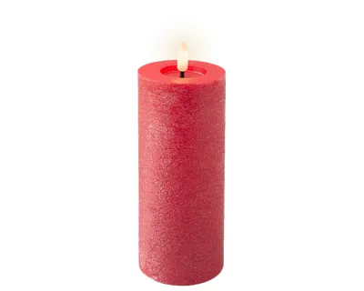 Lumineo LED kaars kerstrood/warm wit 7x19cm