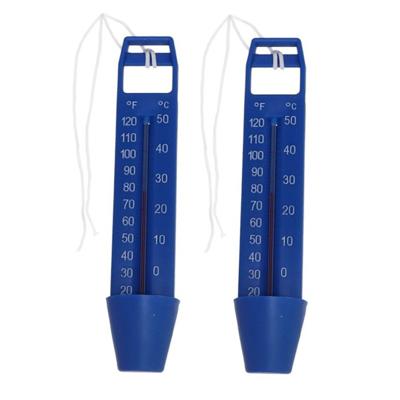 Gerimport Zwembad thermometer - Set van 2x stuks - blauw - 16 cm - zwembadwater temperatuur meters