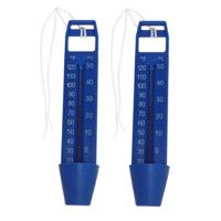 Gerimport Zwembad thermometer - Set van 2x stuks - blauw - 16 cm - zwembadwater temperatuur meters