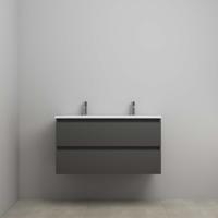 On-Line Onderkast - 100 cm - Voorgemonteerd - Acryl Wastafel - 2 Kraangaten - Mat Antraciet