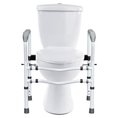 Opstahulp Toilet in Hoogte Verstelbaar WC-Steunhulp met Armleuningen Zonder Boren Antislip WC-Handgreep 48 x 65 x 84 cm