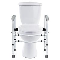 Opstahulp Toilet in Hoogte Verstelbaar WC-Steunhulp met Armleuningen Zonder Boren Antislip WC-Handgreep 48 x 65 x 84 cm