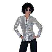 Disco seventies - verkleed blouse - zilver - pailletten - dames - 70s - verkleedkleding