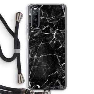 Zwart Marmer 2: Sony Sony Xperia 10 III Transparant Hoesje met koord