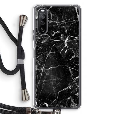 Zwart Marmer 2: Sony Sony Xperia 10 III Transparant Hoesje met koord