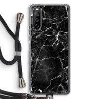 Zwart Marmer 2: Sony Sony Xperia 10 III Transparant Hoesje met koord