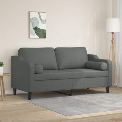 Tweezitsbank met sierkussens 140 cm stof donkergrijs