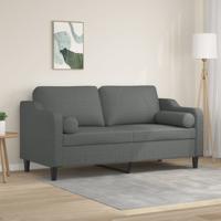 Tweezitsbank met sierkussens 140 cm stof donkergrijs