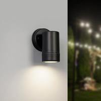 HOFTRONIC™ Otey - LED Wandlamp Zwart - Downlight - GU10 - 4000K neutraal wit licht - Dimbaar - IP44 waterdicht - Voor binnen & buiten - Wandspot - Polycarbonaat