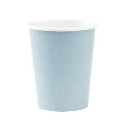 Feestbekers met hoesjes - 8x - lichtblauw - papier - 250ml