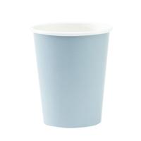Feestbekers met hoesjes - 8x - lichtblauw - papier - 250ml