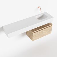 Toiletmeubel Mondiaz Andor | 120 cm | Meubelkleur Washed oak | Lex vrijhangend wastafel Talc Rechts | Zonder kraangat