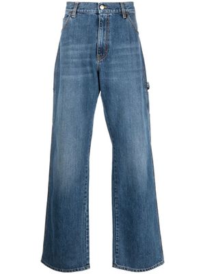Alexander McQueen jean ample à logo brodé - Bleu