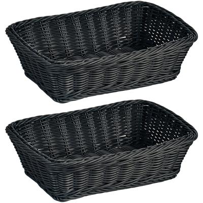 Kesper Fruitmand - 2x - broodmand - gevlochten - rechthoekig - zwart - 20 x 30 x 8,5 cm Kesper Fruitmand - 2x - broodmand - gevlochten - rechthoekig - zwart - 20 x 30 x 8,5 cm