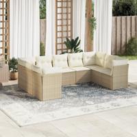9-delige Loungeset met kussens poly rattan beige