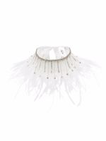 Atu Body Couture collier orné de plumes et cristaux - Blanc