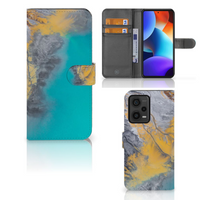 Xiaomi Redmi Note 12 Pro Plus Bookcase Marble Blue Gold - thumbnail