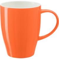 Koffie mokken/bekers Paris - 1x - porselein - met oor - oranje - 350 ml - stijlvolle vorm