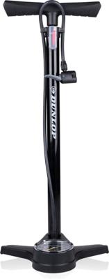 Dunlop fietspomp met drukmeter dubbel ventiel hollands ventiel/frans ventiel/autoventiel