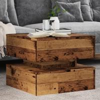 Salontafel met LED-verlichting 50x50x40 cm oud houtkleurig
