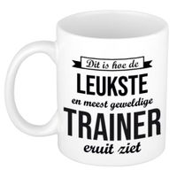 Leukste en meest geweldige trainer cadeau koffiemok / theebeker wit 300 ml - thumbnail