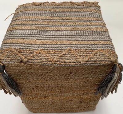 Poef Naturel Jute Wol grijs