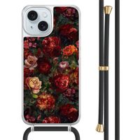 iPhone 15 hoesje met zwart koord - Floral garden