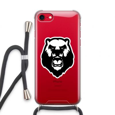 Angry Bear (white): iPhone SE 2020 Transparant Hoesje met koord