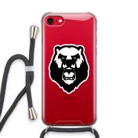 Angry Bear (white): iPhone SE 2020 Transparant Hoesje met koord
