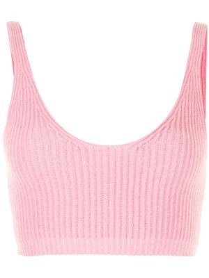 Cashmere In Love débardeur crop Reese en maille nervurée - Rose
