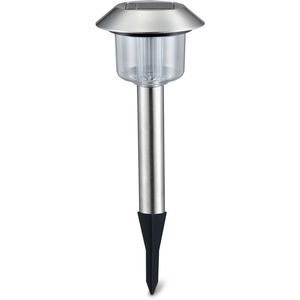 LED Priklamp met Zonne-energie - Aigi Alinas - 0.08W - Helder/Koud Wit 6500K - Mat Zilver - Kunststof