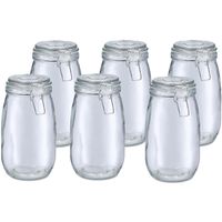 Voorraadpot/bewaarpot Alfie - 6x - 1.4L - glas - beugelsluiting - D11 x H22 cm