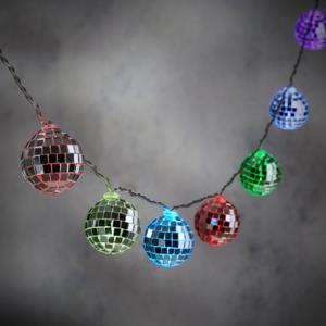 LED discobollen lichtsnoer - 10 led bolletjes -gekleurd - 150 cm - disco - spiegelbollen