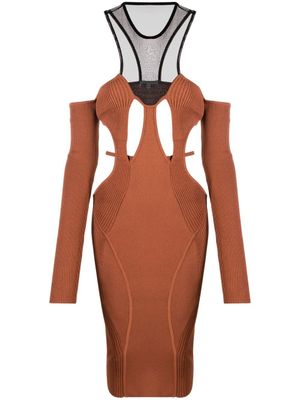 Nensi Dojaka robe mi-longue à dos-nu - Marron